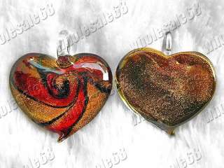 wholesale 12 gold sand heart helix murano glass pendant  