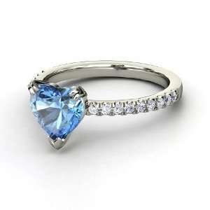  Carina Ring, Heart Blue Topaz Sterling Silver Ring with 