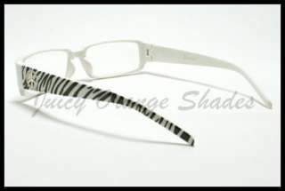   Design Womens CHIC Clear Lens OPTICAL Frame Eyeglasses WHITE/ ZEBRA