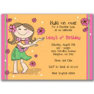 Hula Girl Invitations Birthday Party Hawaiian Luau CUTE  