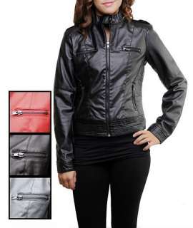   Bomber Crop Faux Leather Women Zipper Motorcycle Jacket Coat  