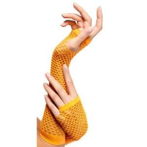  Long Neon Orange Fishnet Costume Gloves: Home & Kitchen