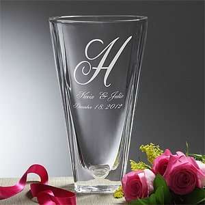  Engraved Crystal Flower Vase   Monogram & Names: Home 