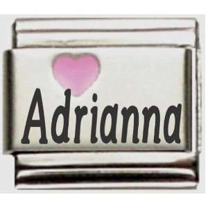  Adrianna Pink Heart Laser Name Italian Charm Link: Jewelry