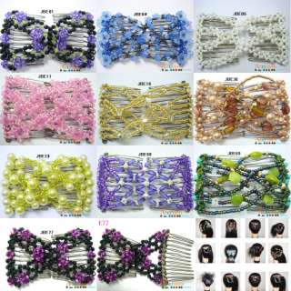   Stretchy colorful Handcrafted beaded CHILDS Hair Comb 3X1.2inch JBE