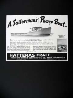 Hatteras Craft 40 ft Cruiser Motor Power Yacht Boat 1947 print Ad 
