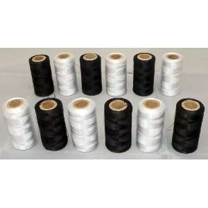  24 Black and White Embroidery Machine Thread 328 Yards 