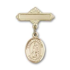 with St. Peregrine Laziosi Charm and Polished Badge Pin St. Peregrine 