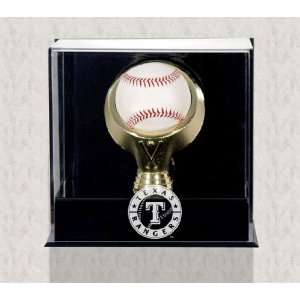  Wall Mounted Gold Ring Baseball Rangers Logo Display Case 