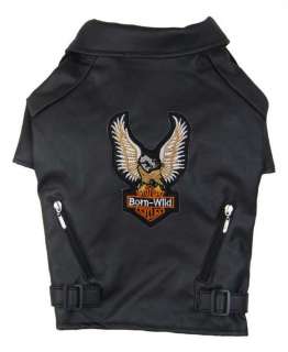 FREE SHIPPING Handsome Eagle Logo Leather Jacket Clothes For Big Dog 