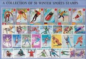 50 WINTER SPORTS THEMATIC STAMPS   ALL DIFFERENT & GENU  