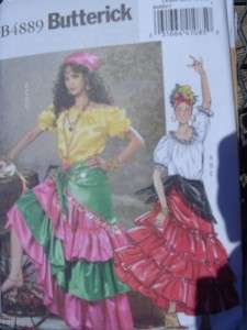Butterick 4889 Rumba Skirt Gypsy Costume Belly Dance XS Medium  