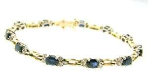 4ct Sapphire & 1.3ct Diamond Solid 14K Gold Bracelet  