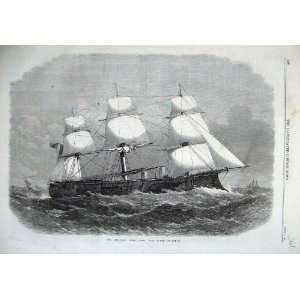  1867 Iron Clad Fleet H.M.S Lord Clyde Sailing Ship Art 