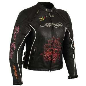 Ed Hardy   Ladies True Love/Eternal Love Biker Jacket W/Removable CE 