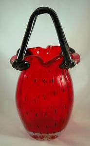 MURANO STYLE RED/BLACK ART GLASS VASE   JENNIFER EVENING BAG  