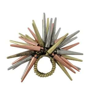 Tri Tone Spiked Stretch Ring