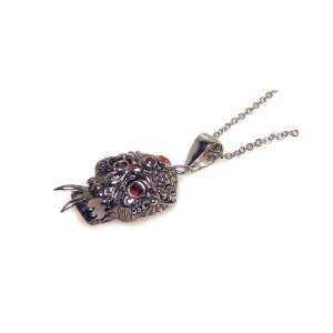    Nickel Free Silver Necklaces Skull With Snake Tongue: Jewelry