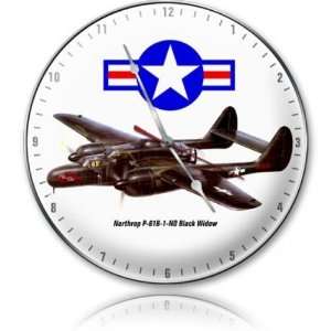   Black Widow Aviation Clock   Victory Vintage Signs: Home & Kitchen