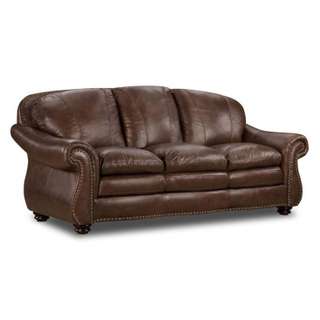 New Stylish Brown Leather Couch Sofa Contemorpary Traditional  