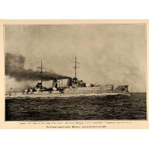  1915 Print WWI German Armored Cruiser Blucher Warship 