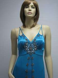 Sue Wong Turquoise N7237 Beaded Dress Gown Dress 6 Blue Long Designer 