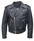 MENS BIG &TALL CLASSIC BLACK LEATHER MOTORCYCLE JACKET SIZE 46  