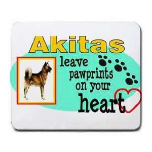  Akitas Leave Paw Prints on your Heart Mousepad: Office 