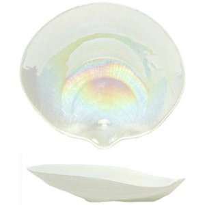   Large Glass Pearl White Abalone Shell Dish 11 x 12