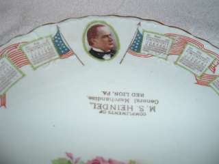1912 Calendar Plate Red Lion Pa Martyr Assassinated Presidents Antique 