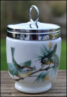 Royal Worcester Porcelain Egg Coddler with Cover Birds  