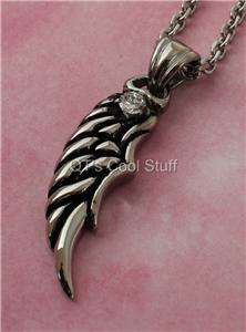   ANGEL WING W/CZ 316L STAINLESS STEEL PENDANT CHAIN NECKLACE GOD HEAVEN