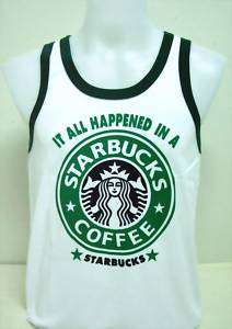 Starbucks Coffee White G Singlet Vest T shirts size L  