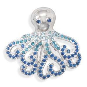  Genuine Elegante (TM) Base Metal Octopus Fashion Pin with 