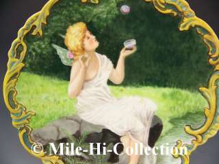 LIMOGES H PAINTED MAIDEN SITTING BY A LAKE WALL PLAQUE  