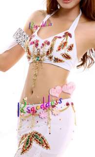 High quality white belly dance 2 pics costume Top Bra s  