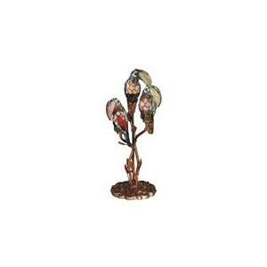  Dale Tiffany Art Glass Three Parrots Table Lamp: Home 