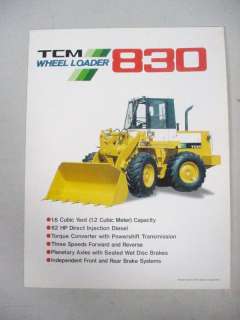 TCM 830 ARTICULATED WHEEL LOADER FACTORY BROCHURE SHEET  