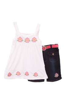 Angel Face Toddler Girls (2t 4t) 3pc white tank&denim shorts set w 
