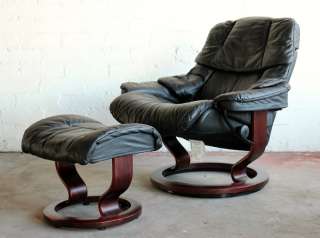 NEW PERFECT!!! BLACK LEATHER EKORNES STRESSLESS LARGE RECLINER 
