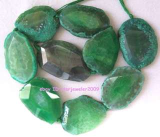 35x45mm Green Agate Flat faceted loose Beads16  