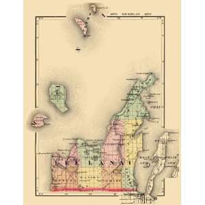  LEELANAU COUNTY MICHIGAN (MI) MAP 1873: Home & Kitchen