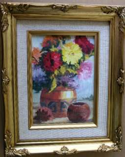 Framed Oil Painting Floral N11 9x11 in.  