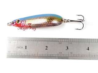 Fishing Hard Baits Metal Hammered Holographic Casting Spoon VMC Hook 