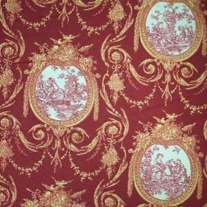 54 Wide Fabric Vignette Toile Red Cranberry  Waverly Fabric By the 