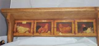 Rooster Chicken Wood Wall Shelf Lodge Cabin Decor Home Kitchen Country 