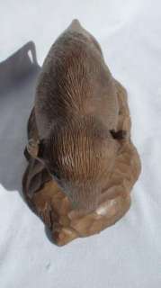 HAND CARVED WOODEN BISON / BUFFALO  