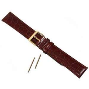   Crocodile Grain Brown Leather Watch Band 18mm Arts, Crafts & Sewing