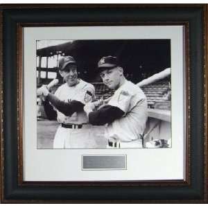  Joe DiMaggio unsigned 16x20 Leather Framed w/Mantle 