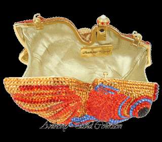 Evening Bag Purse w/ Swarovski Crystal AD82 Gold Fish  